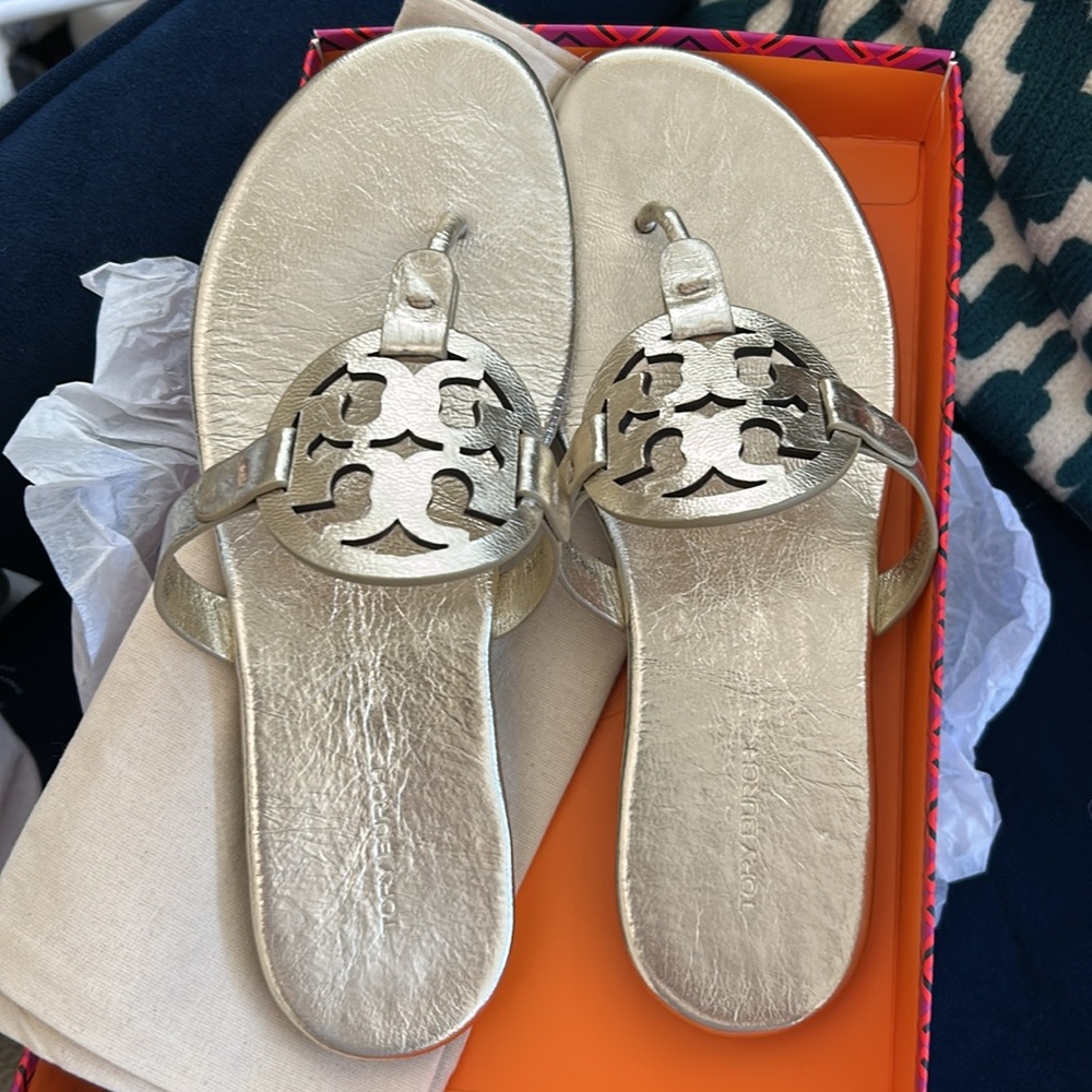 Tory Burch Gold Miller Sandals 9